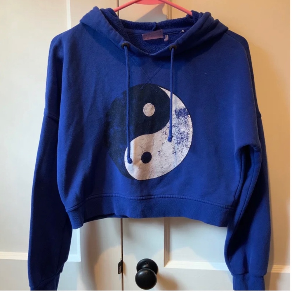 PACSUN LA Hearts Yin Yang Cropped Hoodie